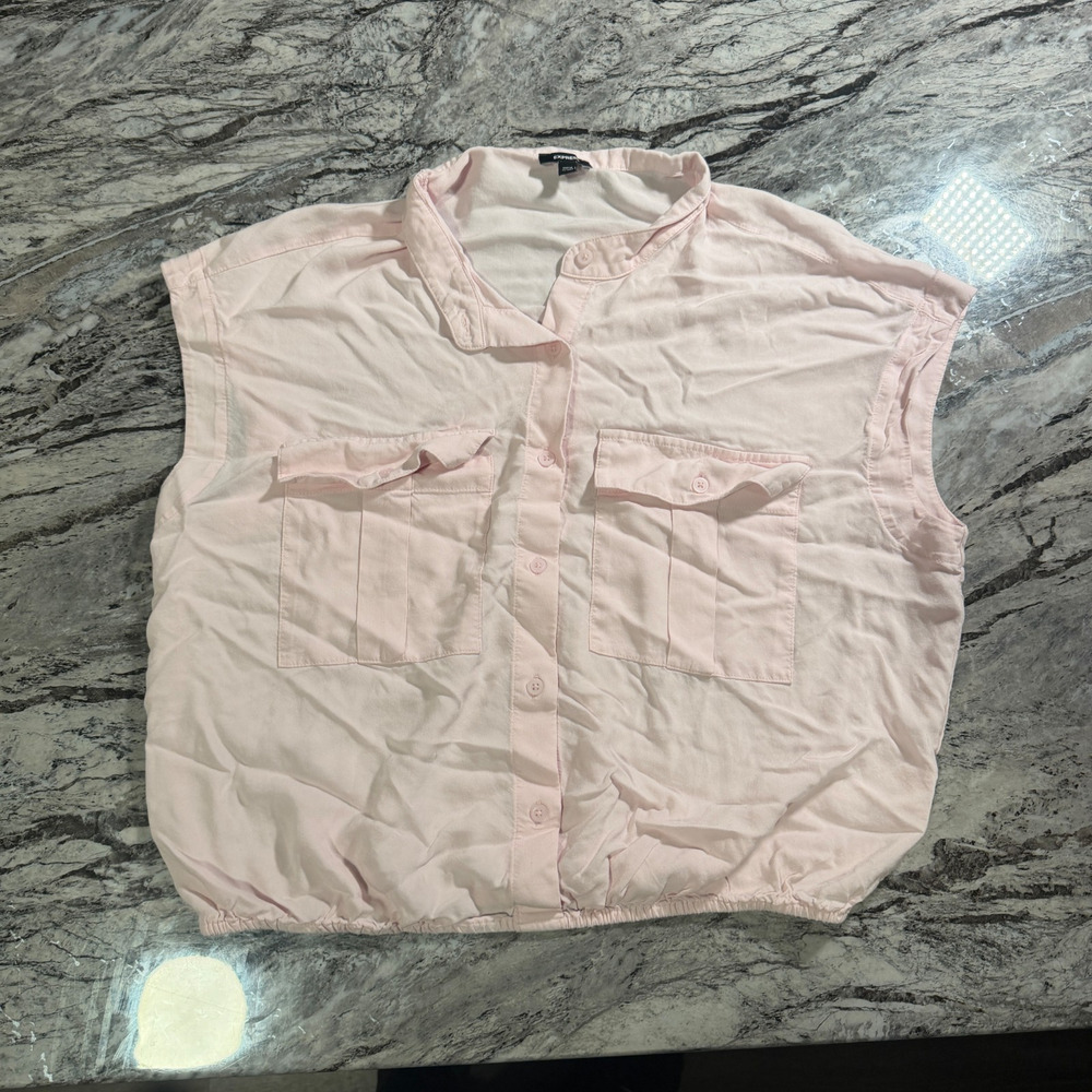 Women's Express Blouse Top Short Sleeve Crew Neck Fashion Shirt - Pink - Small
